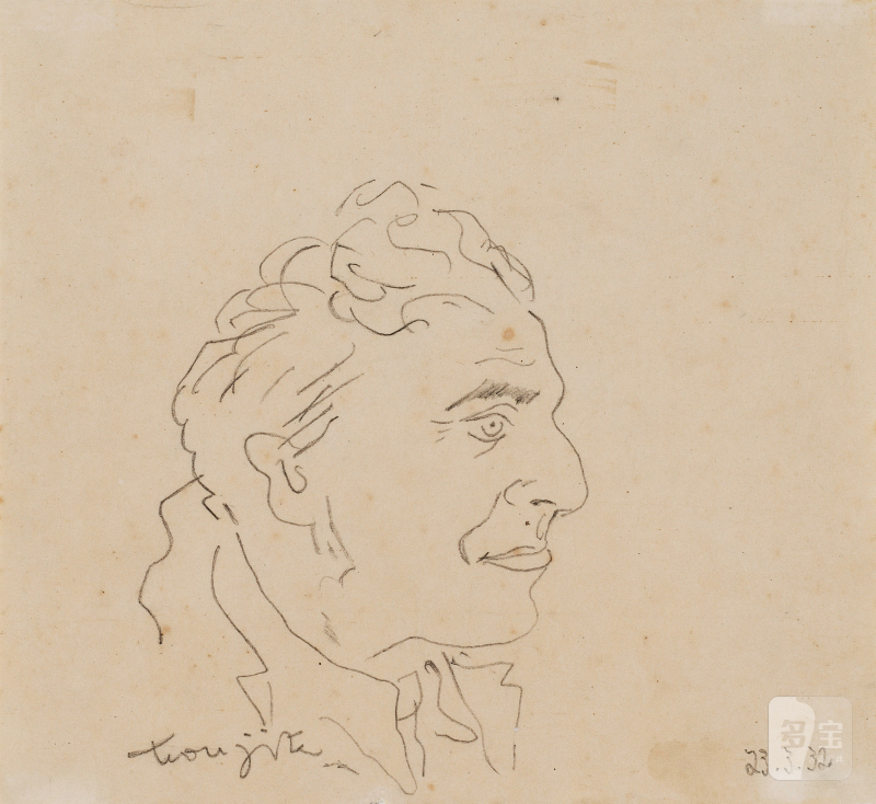 藤田嗣治 Tsuguharu Foujita (1886-1968) 男人肖像 TÊTE D'HOMME - 图2